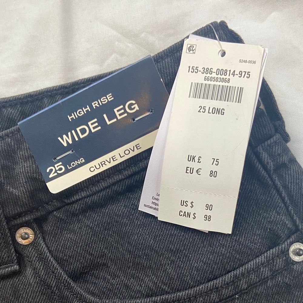 Abercrombie & Fitch Curve Love High Rise Wide Leg Jeans Womens Size 25 Long NWT - Picture 3 of 9